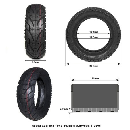 Rueda Cubierta 10×3 80/65-6 (Cityroad) [Tuovt]